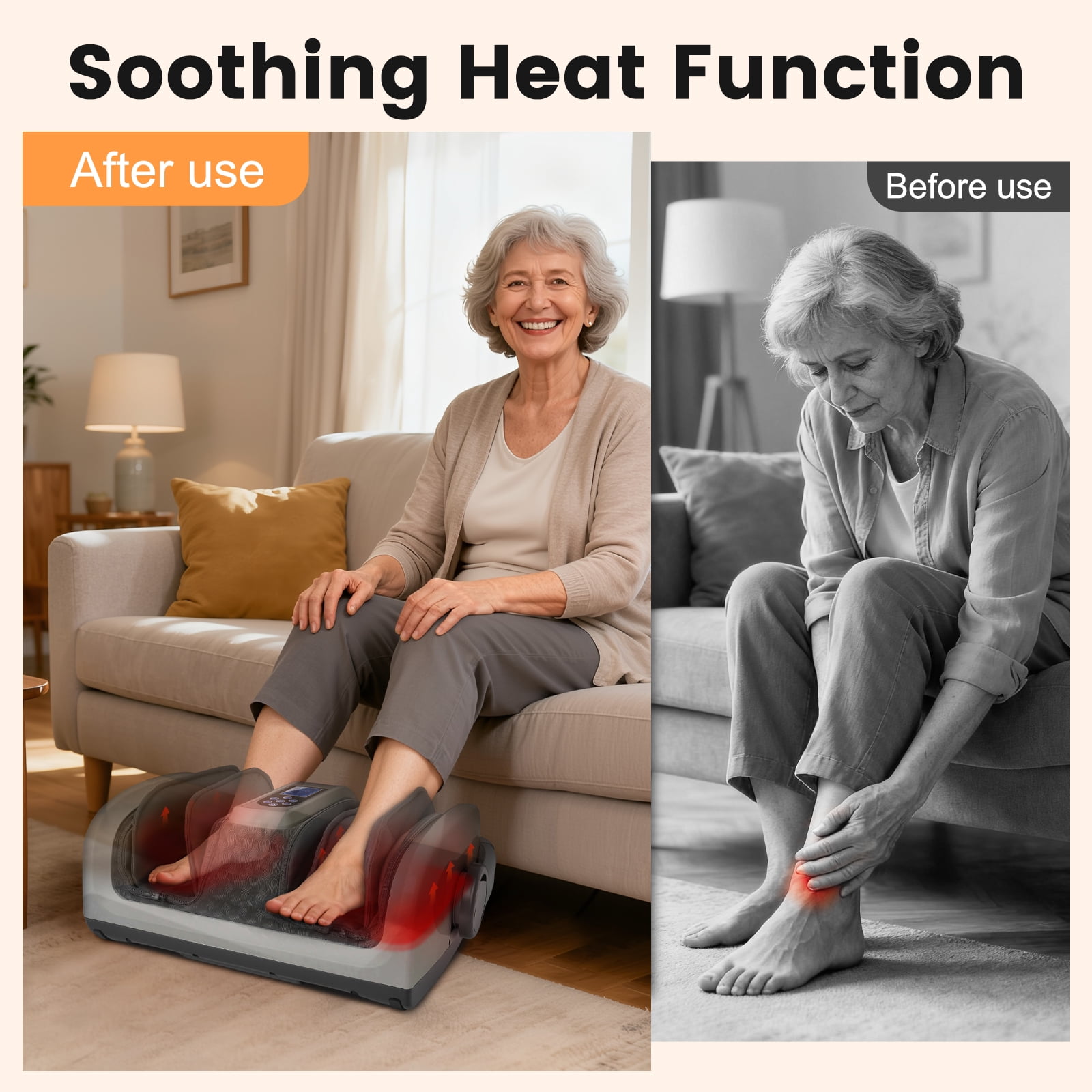 BAOKALER Shiatsu Foot Massager with Heat, Deep Kneading Foot and Calf Massager with Vibration Compression, Electric Leg Massager Machine for Circulation and Pain Relief, Gift for Elder, Black