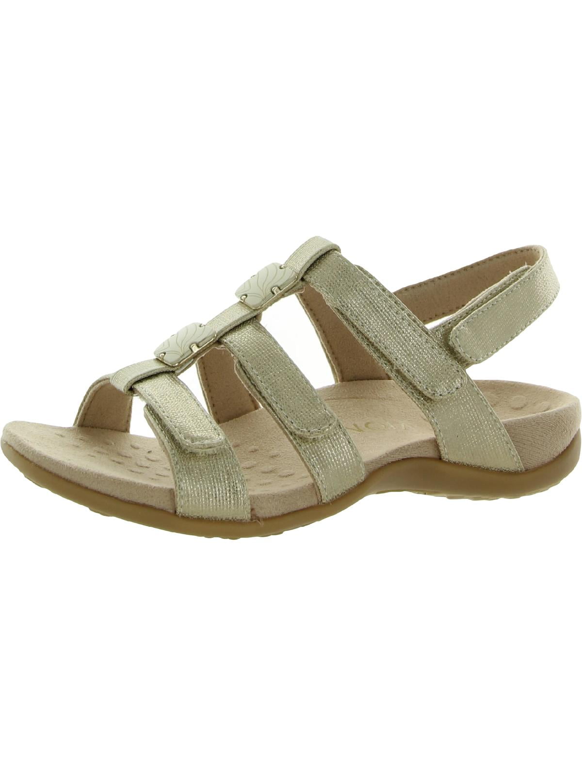 Vionic Womens Amber Metallic Wedge TStrap Sandals