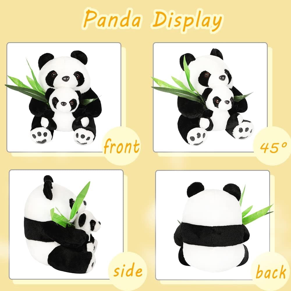 TYMZDYN 12" Plush Panda Stuffed Animals with Panda Baby Soft Toy, Native Mom & Baby Plush Bamboo Panda