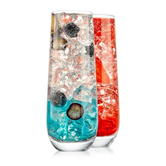 NutriChef 14.2oz Set of 2 Clear Highball Drinking Glasses NGLCP54