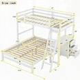 thumbnail image 4 of Twin over Full Bunk Bed with Built-in Desk & Three Drawers, White - Solid Pine Wood & MDF Construction, 4 of 15