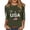 Green_001, variant on Domuza 250th Anniversary Shirt for Women Usa Flag Print 3/4sleeve Tops Casual Crew-Neck Tee Shirts Summer 2026 Comfortable Clothes Red M