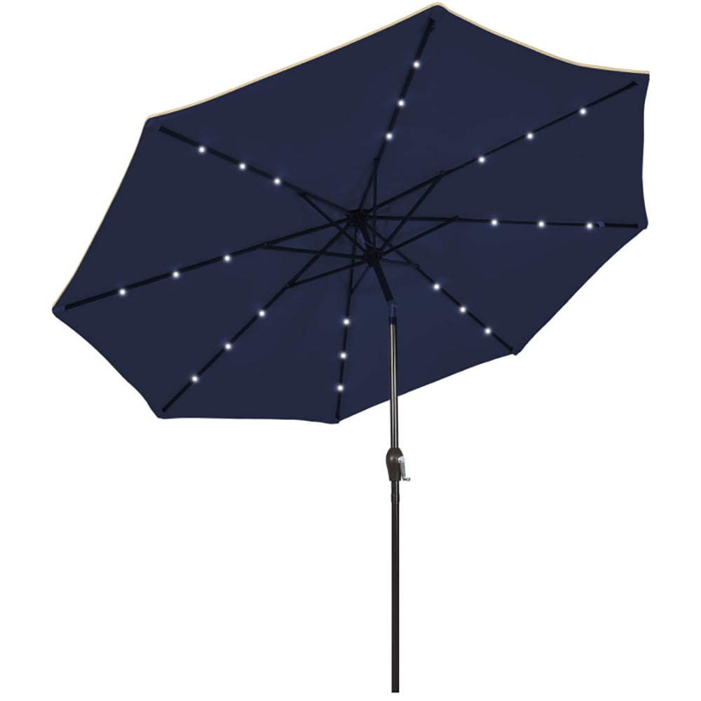 Aimee Lii 9 Feet Solar LED Lighted Patio Market Umbrella Tilt Adjustment Crank Lift, Sunbrella Patio Umbrellas, Blue Aimee Lii 9 Feet Solar LED Lighted Patio Market Umbrella Tilt Adjustment Crank Lift, Sunbrella Patio Umbrellas, Blue