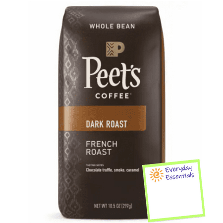 Peet's French Roast Dark Roast Whole Bean Coffee 10.5 oz Bundled with Everyday Essentials Note Pad
