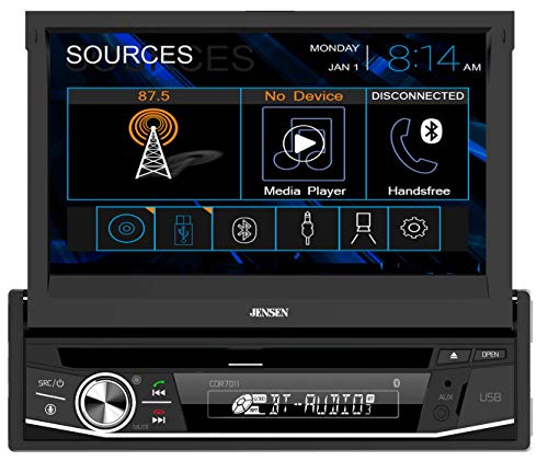 USB Fast Charging 200 Watts Backup Camera Input Jensen CDR7011 7 inch LED CD/DVD Touch Screen Single Din Car Stereo Bluetooth 50x4 Push to Talk Assistant 