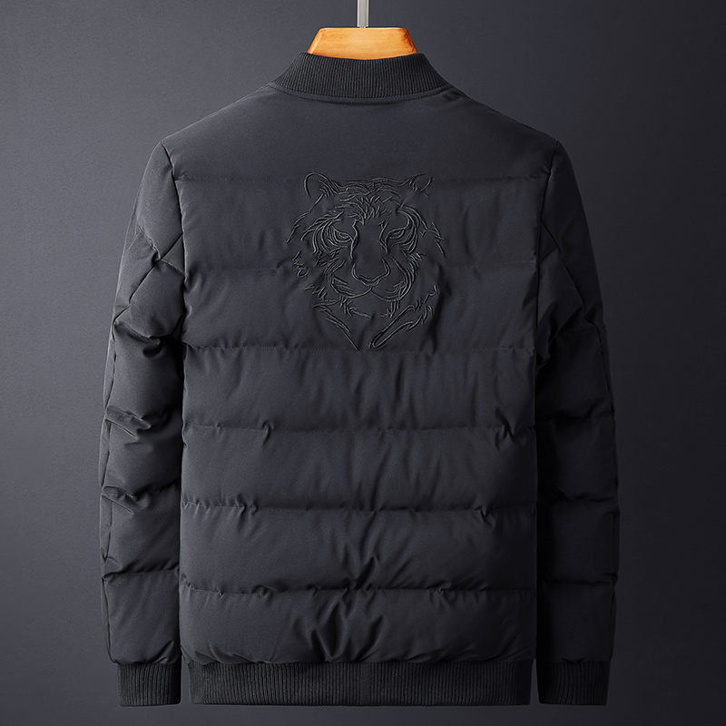 Men's Thicken Cotton Jacket, Winter Baseball Collar Jacket Warm Coat Sweatshirt Jacket Outwear Coat, Winter Cotton Clothing Heating Cotton Jacket with Embroidery Design - image 3 of 8