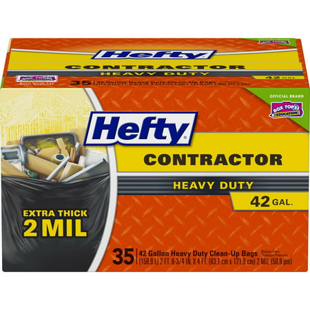 Hefty Heavy Duty Contractor Trash Bags, 42 Gallon, 35