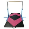 Walsport Adjustable Gymnast Training Bar Home Gym Practice Indoor Sports Equipment Blue with Pink Square Mat