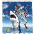 thumbnail image 3 of Ambesonne Sealife Shower Curtain, Marine Navy Fish Sharks, 69"Wx84"L, Multicolor, 3 of 3