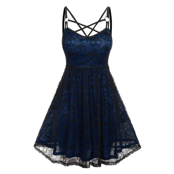 De Vestido gótico sexy sin mangas con estampado de encaje a la moda para mujer