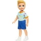 thumbnail image 4 of Barbie Chelsea Doll, Small Boy Doll Wearing Removable One-Piece with Dinosaur Print & White Shoes, Blond Hair & Blue Eyes, 4 of 5