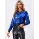 thumbnail image 2 of Disfraz de navidad Top de lentejuelas para mujer, manga larga, brillante, brillante, para fiesta, chaqueta de bombardero Azul S, 2 of 6