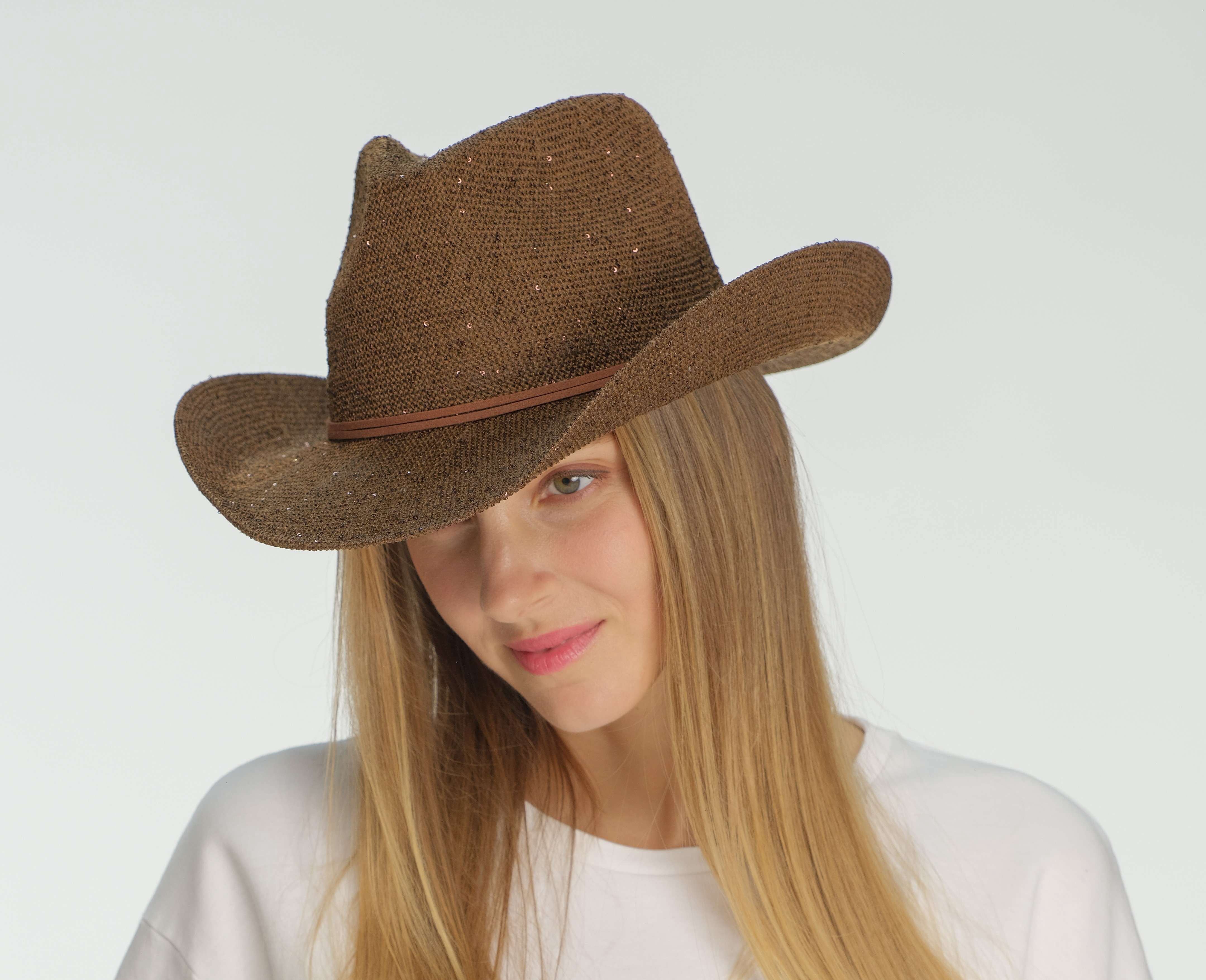 C.C Sparkly Sequin Cowboy Hat with Suede String Trim, Royal  display picture 1