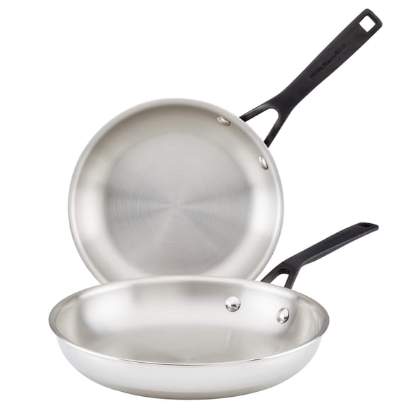 Juego de sartenes KitchenAid de acero inoxidable pulido