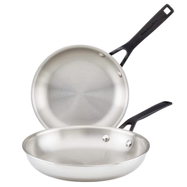 Juego de sartenes KitchenAid de acero inoxidable pulido