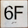 thumbnail image 1 of Apartment Number 6F Sign with Braille and Raised Number (Aluminum, 4x4, Double Sided Tape, Silver)-The Sensation line (ref-2201), 1 of 4