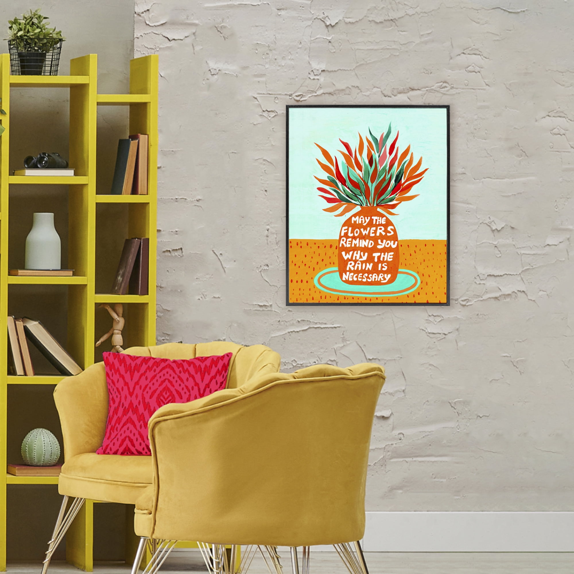 Flowers Remind Rain Is Necessary Black Framed Giclee Art, design by Nabeela Rumi