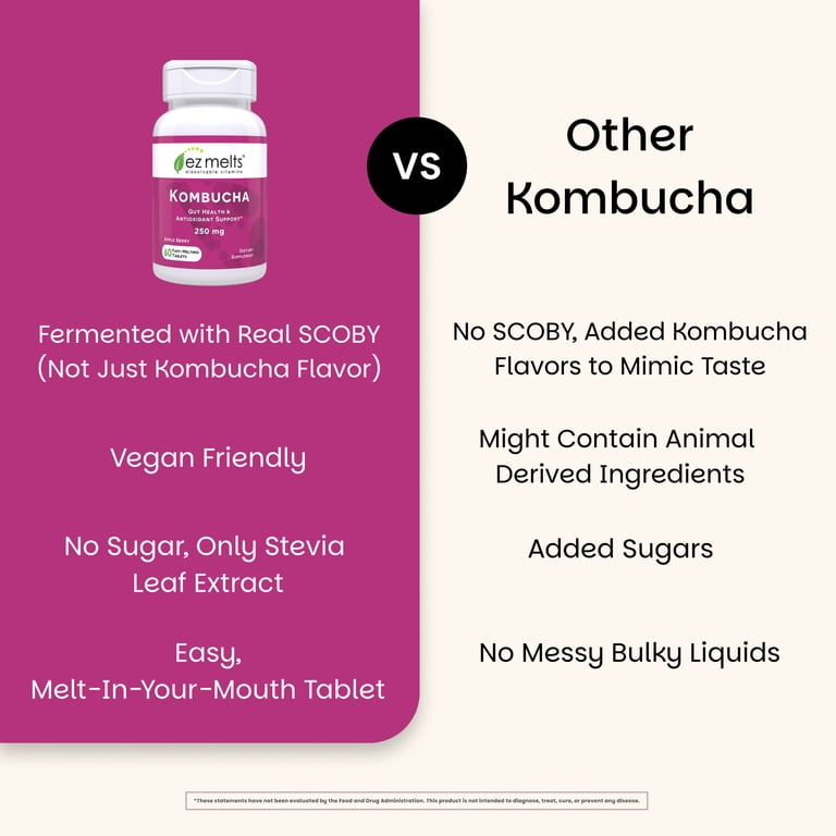 EZ Melts Dissolvable Sugar-Free Kombucha Tablets with SCOBY