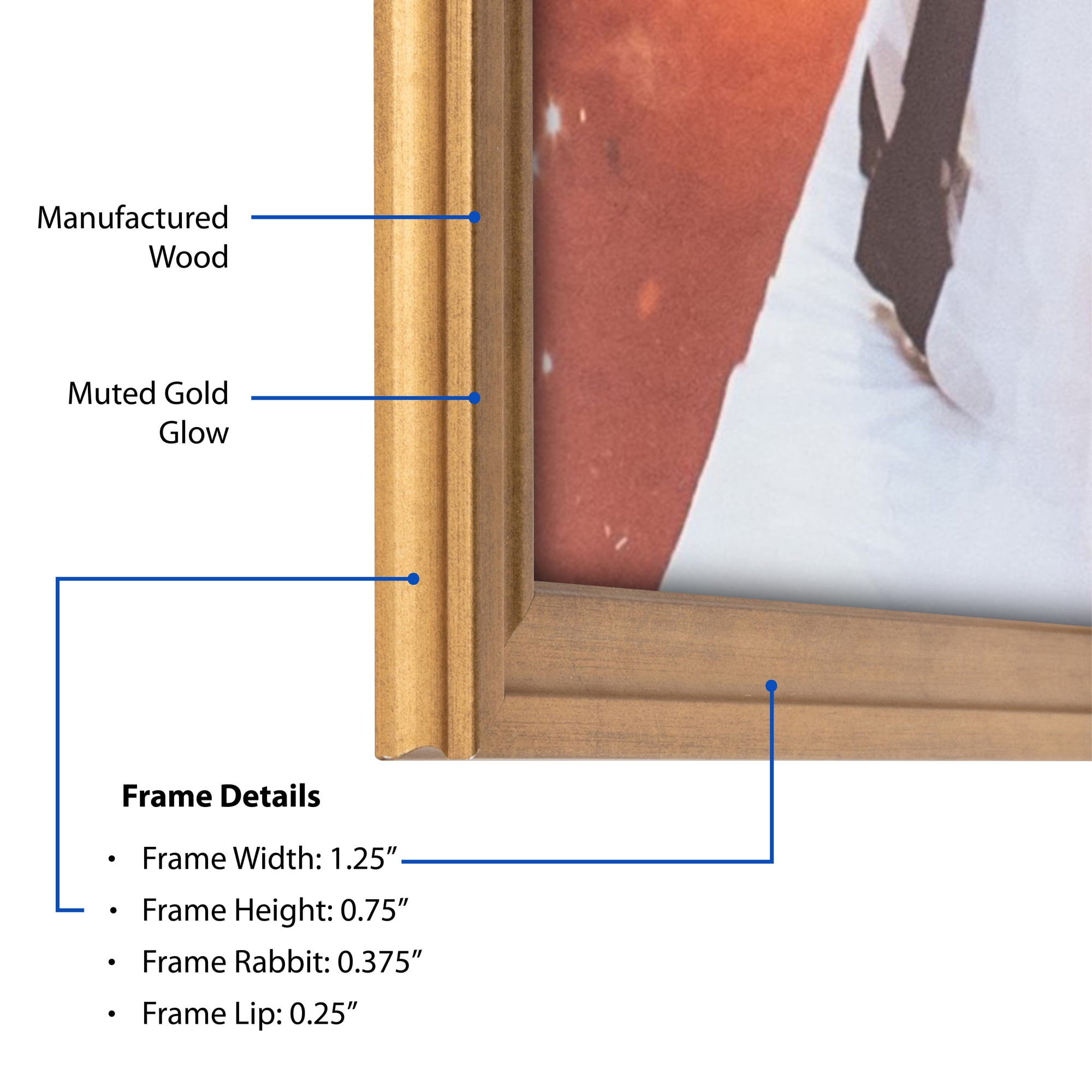 ArtToFrames 20" x 30" Muted Gold Glow Picture Frame, 20x30 inch Gold MDF Poster Frame (WOM-4680),  Pack