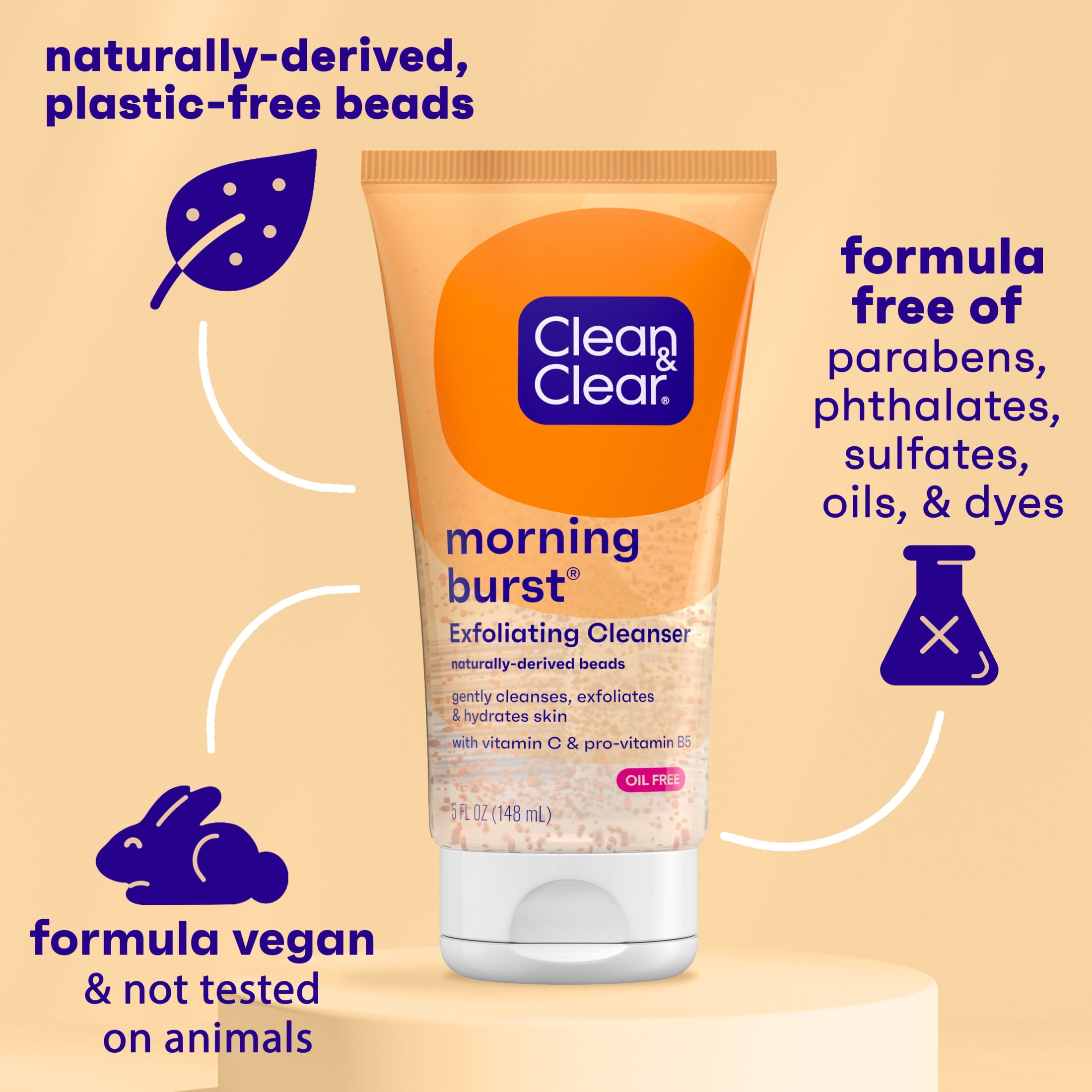 Clean & Clear Morning Burst Facial Scrub Oil-Free, 5 oz (Pack of 4)