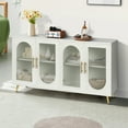 thumbnail image 2 of Tcbosik Modern Buffet Sideboard with Storage, TV Media Console Table with 4 Glass Doors and Adjustable Shelves, Cupboard Cabinet for Kitchen Living Room Dining Room, Antique White, 2 of 10