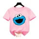 thumbnail image 3 of Bonitas camisetas de algodón con dibujos animados para niños, camisetas de manga corta con diseño de Barrio Sésamo, camisetas divertidas de verano para bebés y niñas, ropa para niños, 3 of 5