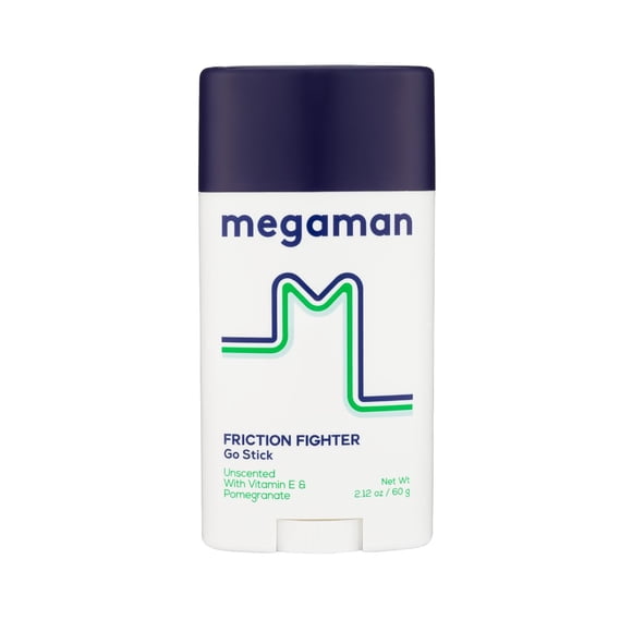 Megaman Friction Fighter Go Anti-Chafe Stick | Previene el roce y la irritación de la piel | Muslos brazos y más | 2,12 onzas