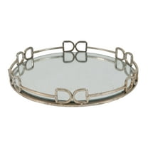 Argust 16 Inch Decorative Tray - Antique Silver Frame with Spot Glass Surface, Ideal for Table, Party & Wedding Centerpieces