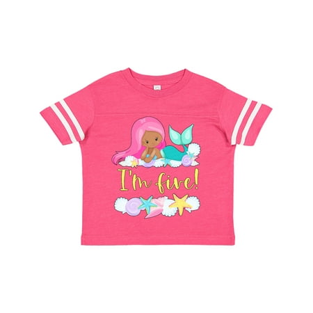 

Inktastic I m 5 Mermaid with Pink Hair and Shells Gift Toddler Boy or Toddler Girl T-Shirt