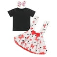 thumbnail image 2 of IBTOM CASTLE Toddler Baby Girls Mouse Birthday Outfit Short Sleeve Pullover T-shirt Suspender Skirt with Headband Cake Smash Casual Outfits 18-24 Months Black + Red, 2 of 8