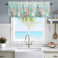thumbnail image 4 of Summer Beach Window Valance for Kitchen, Green Ocean Colorful Coral Shell Seaweed Starfish Rod Pocket Short Curtain for Small Windows, Light Filtering Decorative Valance, 60 x 18 Inch, 4 of 9