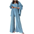 thumbnail image 1 of Georges Ensembles à Manches Longues pour Femmes Mode Femmes Bouton Décontracté Col Rabattu Manches Longues + Pantalon Taille Élastique, 1 of 5