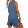 thumbnail image 3 of Summer Sleeveless Women Waffle Button-Down Jumpsuit Casual Shorts With Pockets, 3 of 5