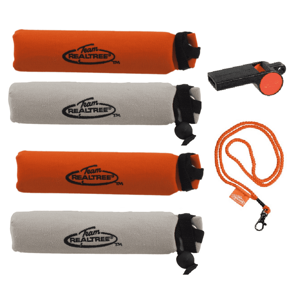 6Pc Realtree 2" Canvas Dog Training Dummies Hunting Whistle+Lanyard