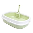 thumbnail image 2 of Caja de arena para gatos, bandeja de arena para mascotas con tapa abierta, resistente, fácil de limpiar, con cuchara, reutilizable, antisalpicaduras, fruta verde, 2 of 8