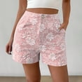 thumbnail image 5 of Siminsem High Waist Cotton Linen Shorts for Women Straight Leg Casual Summer Short Pants with Pockets Lightweight Bermuda Trousers Breathable Yoga Walk Loose Fit, Pink, M, 5 of 6