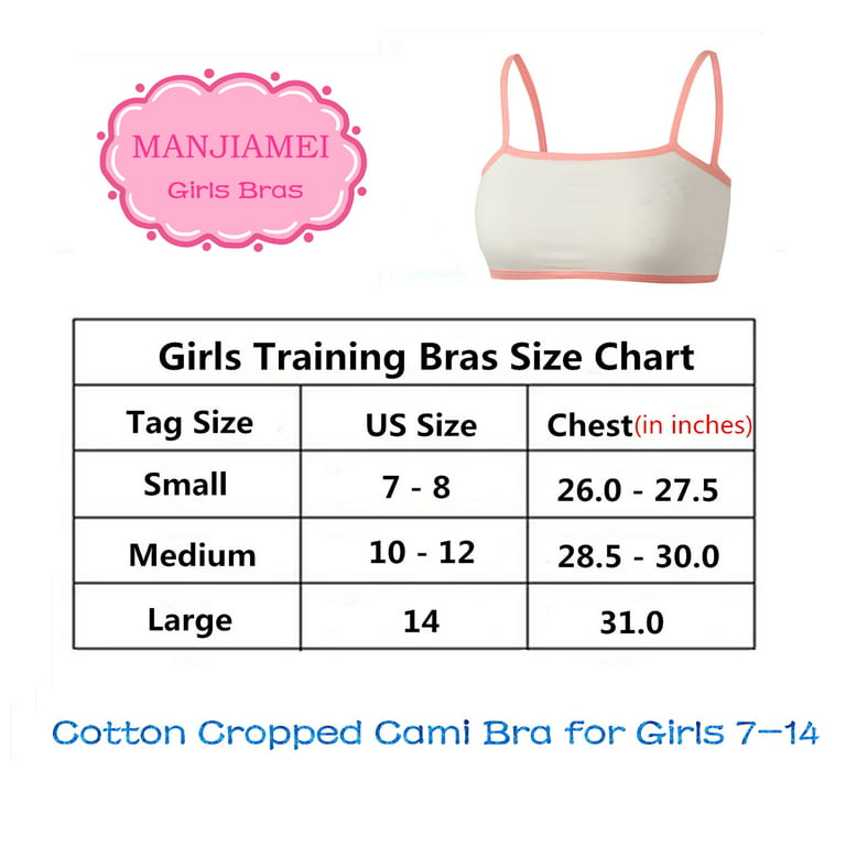 MANJIEMEI 5Pcs Training Bra for Girls 7-8 Cotton Crop Bralette