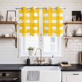 thumbnail image 2 of Yellow Plaid Kitchen Curtains Small Short 39 Inch Length, Watercolor Grid Checker Gingham Farmhouse Grommet Bedroom Living Room Curtains, Light Filtering Cafe Curtain Drapes 2 Panels Set 55''x39'', 2 of 9