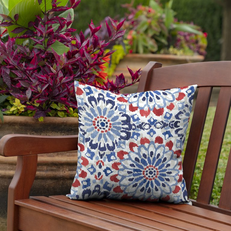 Arden Selections 16 in. x 16 in. Blue Shibori Stripe Outdoor Square Throw Pillow (2-Pack)