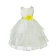 thumbnail image 2 of Ekidsbridal Girl Ceremonial Flower Girl Dress - Knee Length Ivory Organza with Tiebow 4613T-A (Size: S-12), 2 of 3