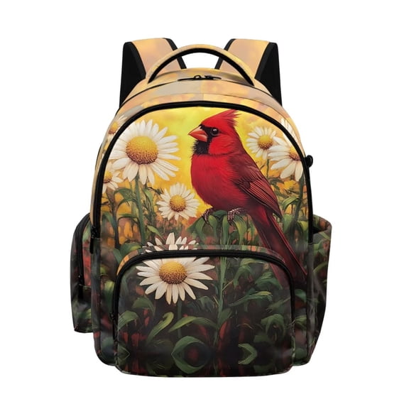 DISNIMO Cardinal Daisy Print 17 Inch Kids School Backpack for Teen Girls Lightweight Bookbag with Padded Straps for Primary Middle Students, Back to School Supplies
