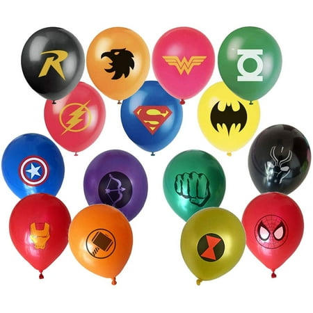 Superhero Balloon Party Favor Supplies - 30ct 12'' Avenger and Justice League Hero Theme Latex Balloons for Comic Theme Party and Decorations