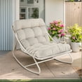 thumbnail image 2 of GRANDPATIO Outdoor Rocking Chair Modern Steel Cozy Lounge Rocker Chair with Cushion for Balcony Porch Patio, Beige (Set of 1), 2 of 10