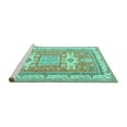 thumbnail image 2 of Ahgly Company Machine Washable Indoor Round Geometric Turquoise Blue Traditional Area Rugs, 7' Round, 2 of 4