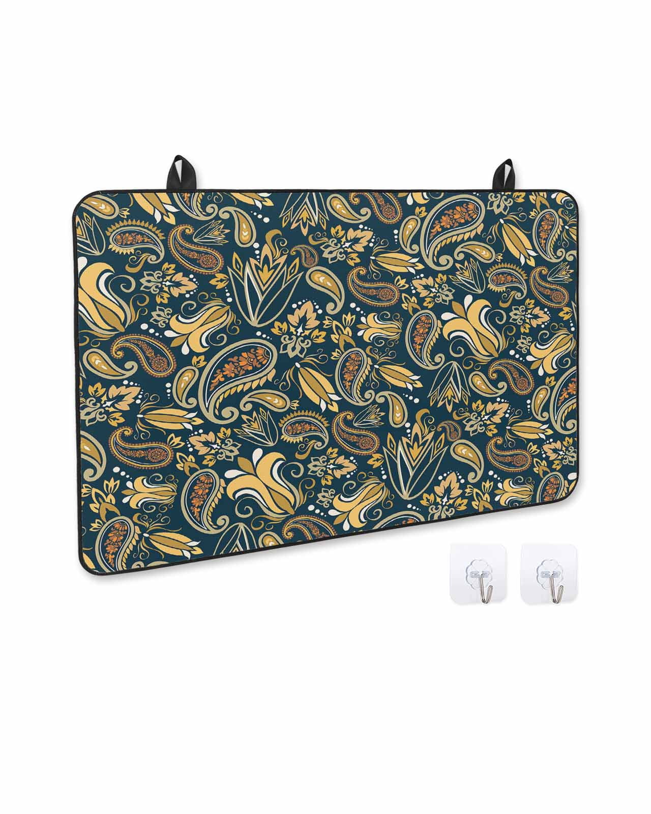 nqOlkjepod Large Induction Cooktop Protector Mat 24"x21", Boho Green Floral Stove Top Covers for Electric Stove, Farmhouse Botanical Vintage Paisley Flower Stove Burner Cover Mats Stove Cover