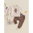 thumbnail image 2 of Bslissey Toddler Baby Boys 2Pcs Cute Outfits Long Sleeve Bear Letter Print Crew Neck Sweatshirt + Long Pants 3M 6M 12M 18M 24M 3T Infant Casual Daily Clothes, 2 of 9