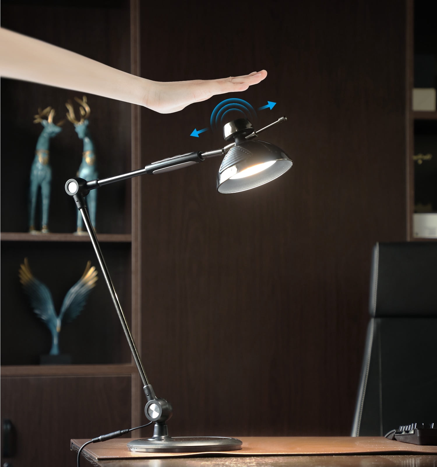 LED Desk Lamp, Swing Arm Table Lamp, Adjustable Metal Articulating Arm with Dome Shade, Industrial Modern Task Lighting for Desk or Study