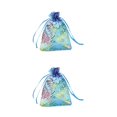 thumbnail image 3 of Matsuzay Paquete de 100 bolsas de regalo de Organza con cordón dorado para cumpleaños, aniversario, recuerdo de vacaciones, galletas, Azul 2Conjunto, 3 of 6