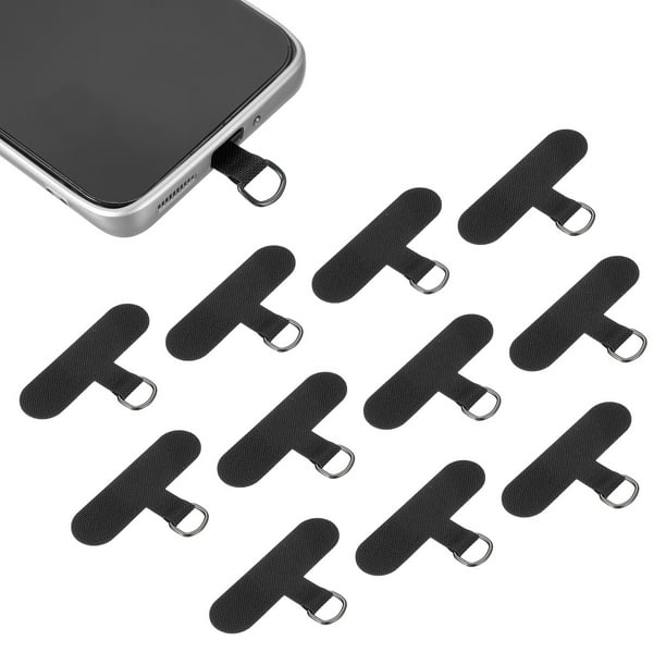 12 piezas de Tab de Tether para teléfono, parche de lanyard universal en forma de T, parte de reemplazo para la mayoría de las fundas de teléfonos inteligentes, negro