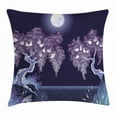 thumbnail image 1 of Nature Throw Pillow Cushion Cover, Bright Full Moon by the Lake Magical Night Dramatic Hazy Spooky Background Mystic Scene, Decorative Square Accent Pillow Case, 20 X 20 Inches, Purple, by Ambesonne, 1 of 2